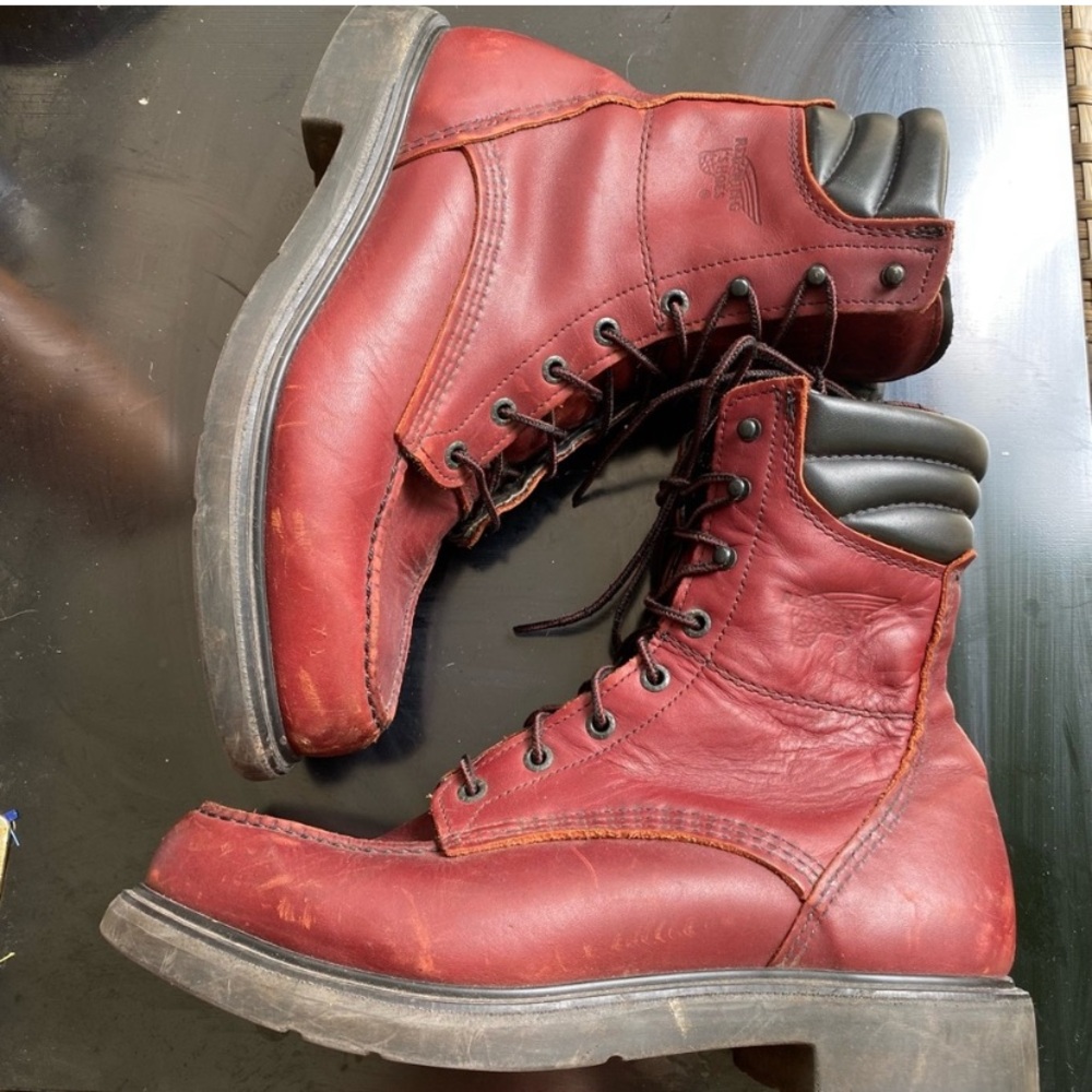 Red Wing Shoes mens Supersole Burgandy lace up boot Size 9.5